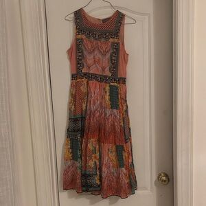 Colorful Patchwork Midi Dress